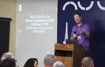 Rikupekka announcing PloneConf2025