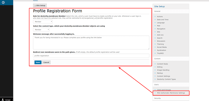 PAS Authomatic Membrane Settings