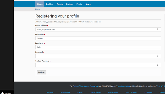 Profile Registration